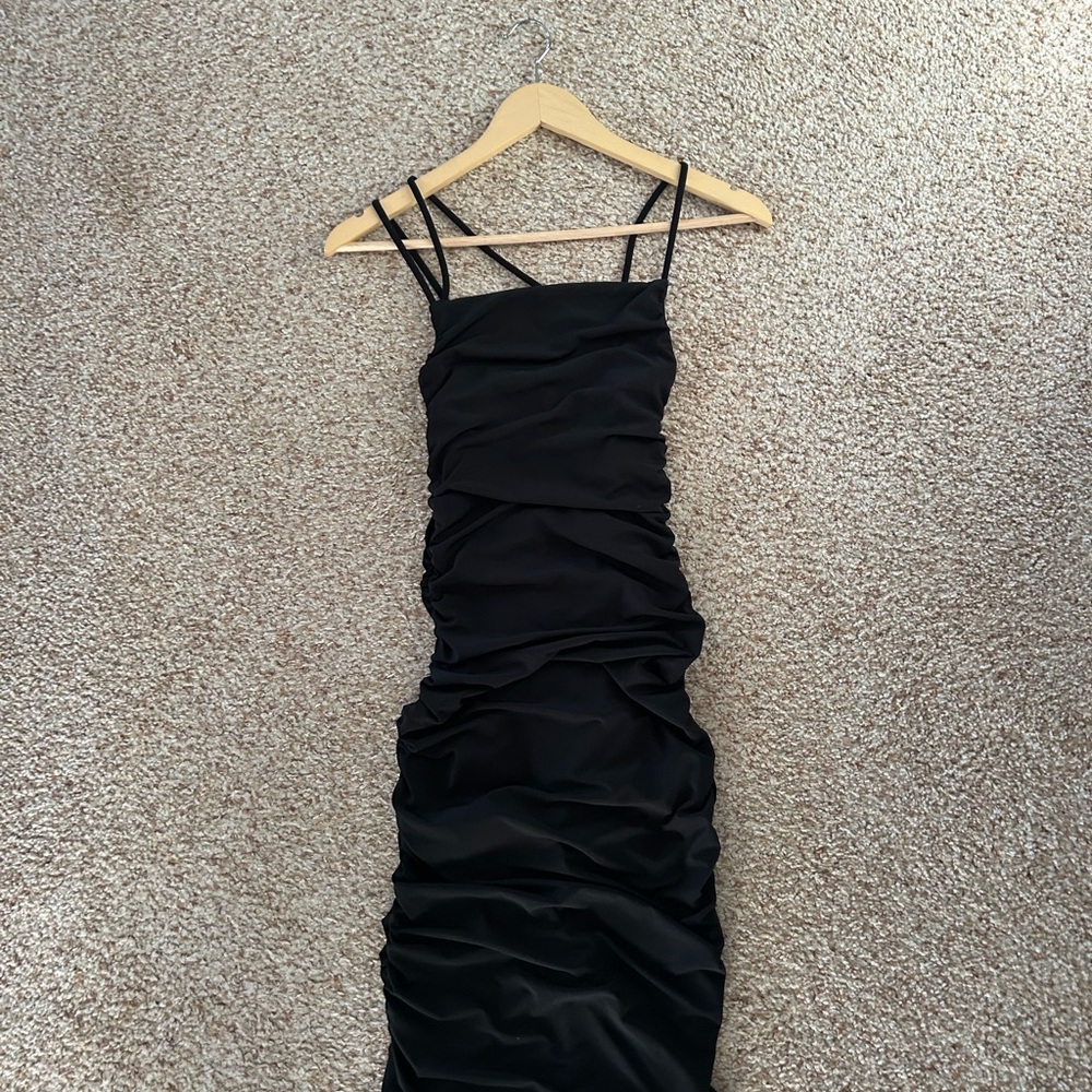 Abercrombie & Fitch Black Ruffle Synch Elegant Body-con Black Dress